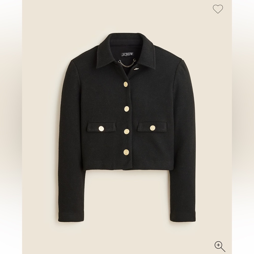 J. Crew Black Cropped lady jacket with Gold Buttons